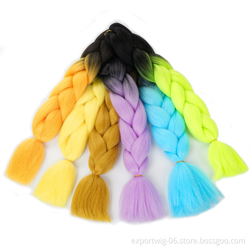 Ombre Synthetic Hair Extension Crochet Jumbo Braids Hair Yaki 24 Inch 100g Synthetic Raw Material Jumbo Braid Hair Extensions